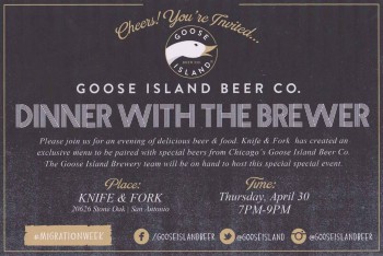 Goose Island Beer company present Dinner with the brewer