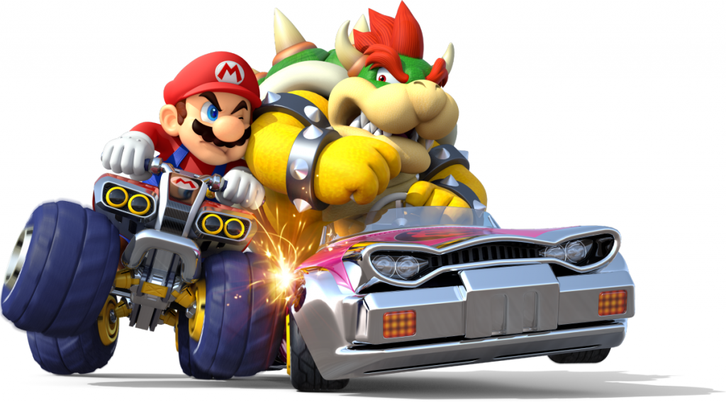 Mario and Bowser duking out some road rage!